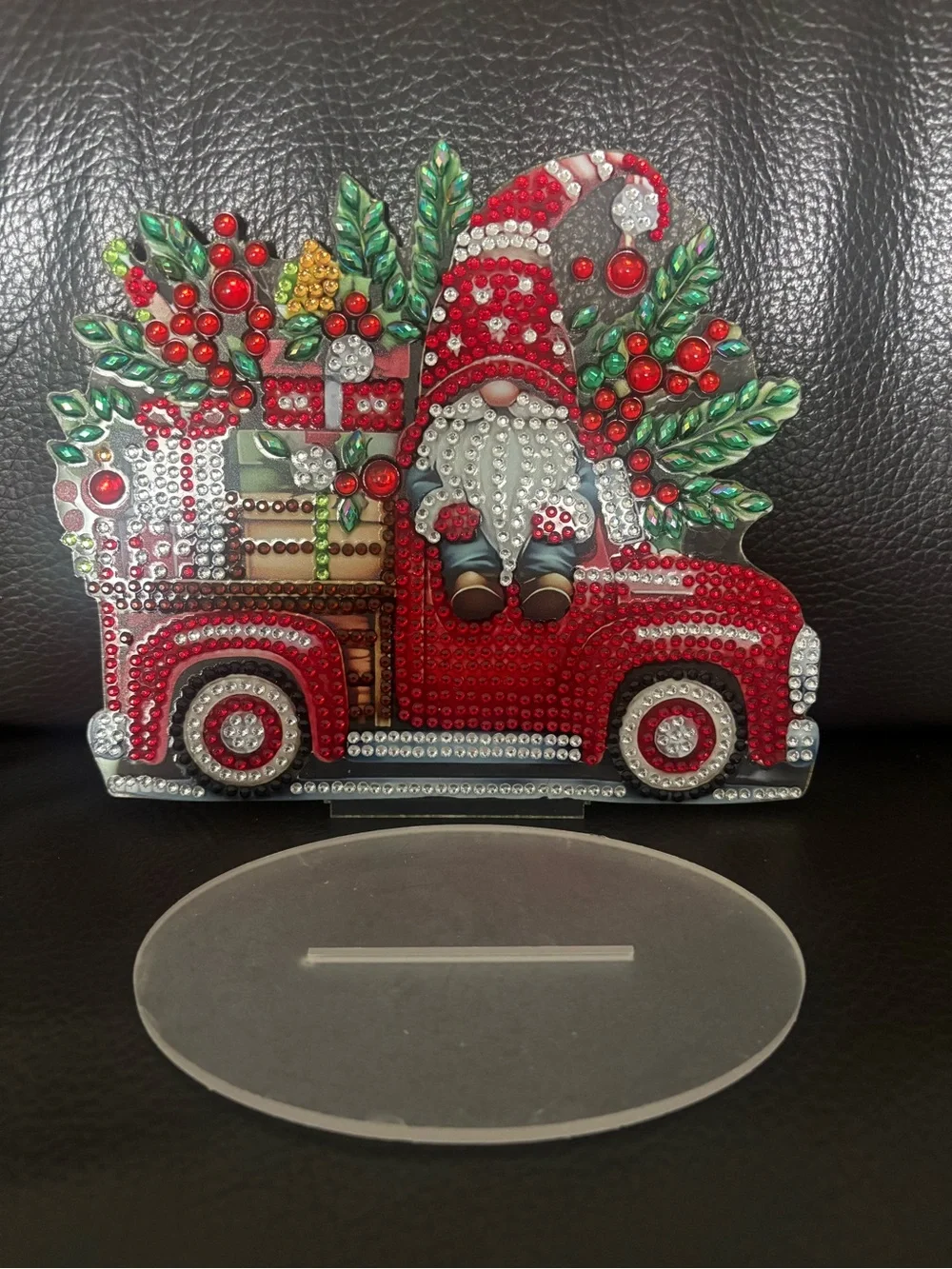 Hand Crafted Christmas Gnome Vintage Red Truck Decorative Accent